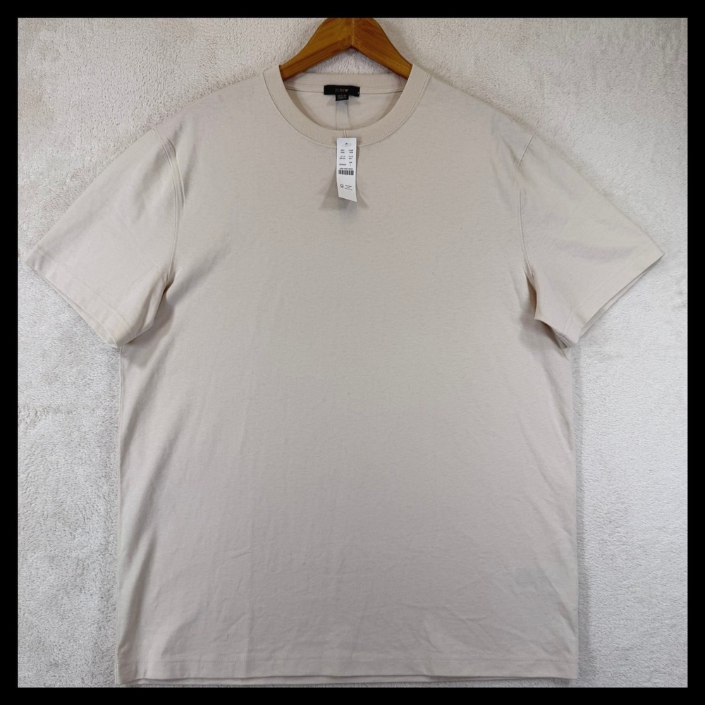 J.Crew Mens Relaxed Premium Weight Cotton T-Shirt Large Natural NWT BN184
